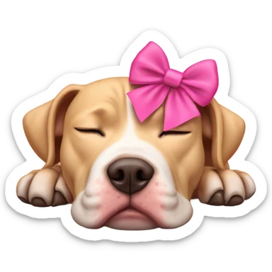Sleeping blonde pitbull pink bow sticker