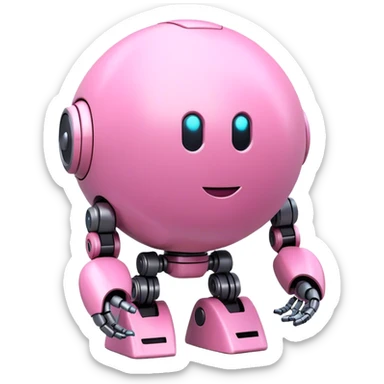 pink 3d robotic earth  sticker
