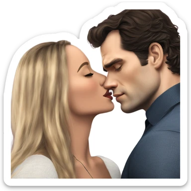 realistic photo of Henry Cavill kissing a beautiful female model  sticker