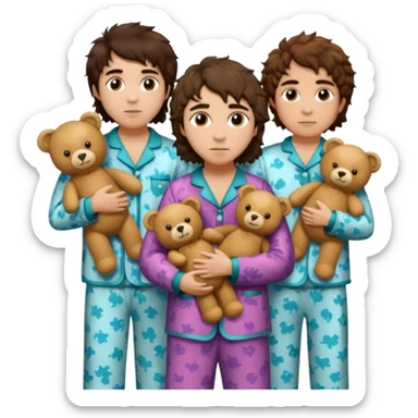the band greta van fleet wearing pajamas and holding teddy bears sticker