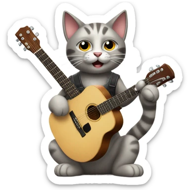 cat playing guitar sticker