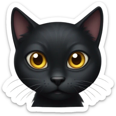 scared halloween black cat puffed up sticker