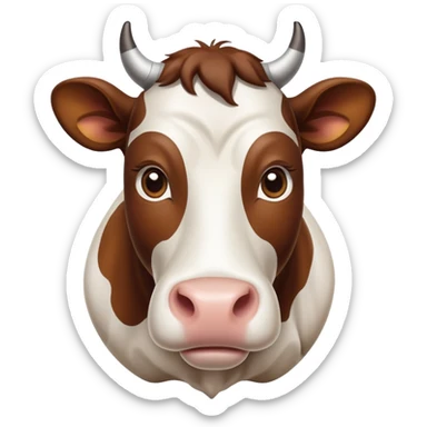 cinematic-noble-brown-and-white-cow-portrait-emoji,-poised-and-regal,-with-a-large,-sturdy-build-and-a-beautifully-patterned-hide-of-rich-brown-accented-by-crisp-white-patches,-deep-set-soulful-brown-eyes,-simplified-yet-sharp-and-sophisticated sticker