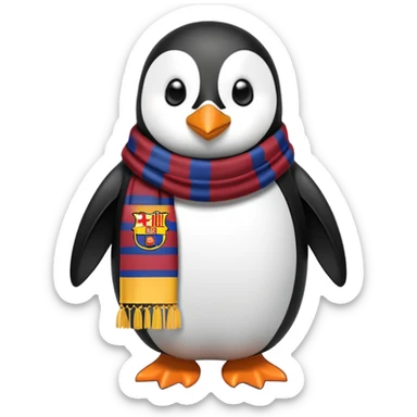 Penguin with fc Barcelona scarf  sticker