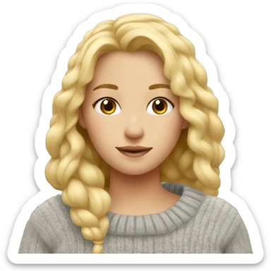 Cozy blond girl with sweater sticker