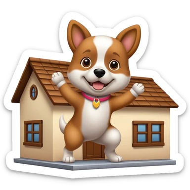 Dog dancing on a house sticker