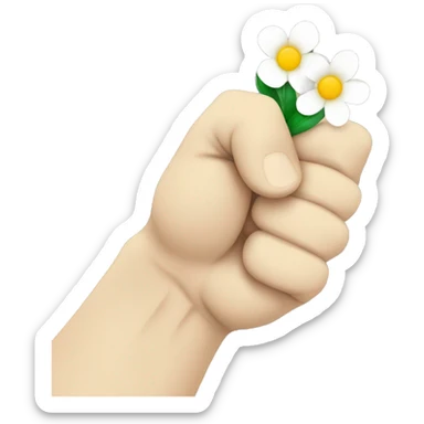 white raised fist with flower in fist emoji sticker
