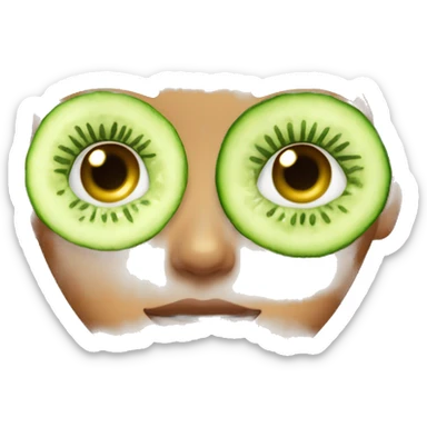 Girl doing skincare with cucumbers in her eyes sticker
