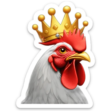 angry rooster having a crown on his head sticker