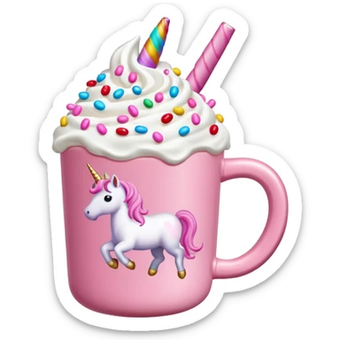 Make a pink unicorn hot cocoa sticker