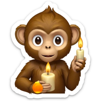 candle-holding monkey sticker