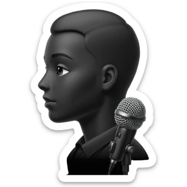 head silhouette speaking into a microphone sticker