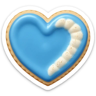 Realistic shortbread cookie in the shape of a heart with Carolina Blue color jelly middle filling and sprinkled powder sugar on top. sticker