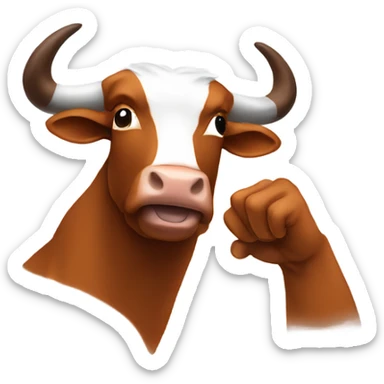 Bevo throwing up hook em horns sticker