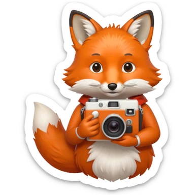 red fox white camera sticker