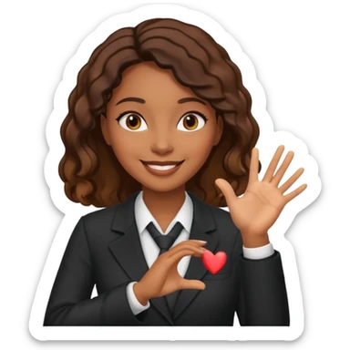 Black woman lawyer making hand hearts sticker