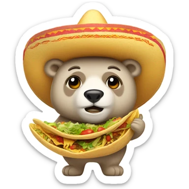 bear with sombrero and tacos sticker