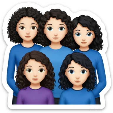 Algo de Disney y por detrás o delante pon a quatro chicas: una con el pelo largo rizado marrón , otra con el pelo muy corto negro, como un chico, otra con el pelo mediano liso marrón con ojos azulesy otra con el pelo negro largo liso . Es para el viaje sticker