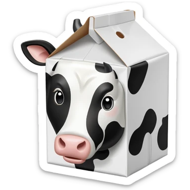 Milk Carton with black and white cow spots on it sticker