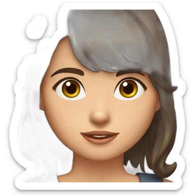 Young Ana de Armas, Girl with short dark brown wavy hairs, Brown Eyes, Emoji upper body  sticker