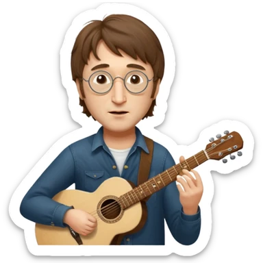 John Lennon eating a guitar sticker