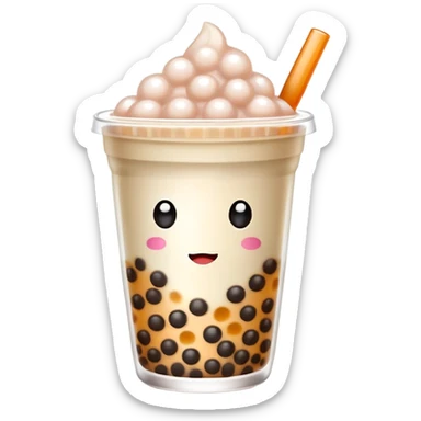 cute boba tea cup with tapioca pearls sticker