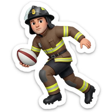 Rugby playing firefighter sticker