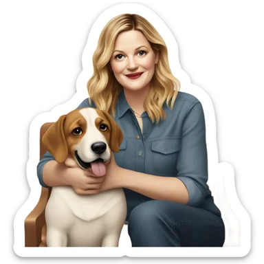 Drew Barrymore With Her Dog Douglas  sticker