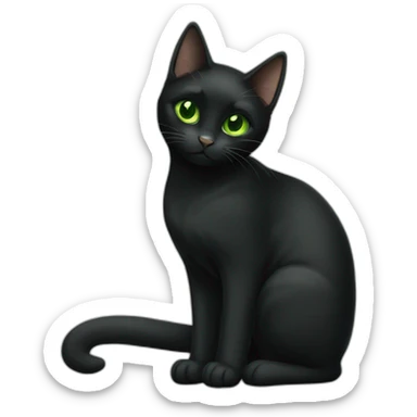 All black cat green eyes with pastis sticker