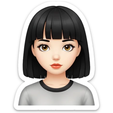 cute girl with black bangs hairstyle sticker