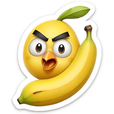 Yellow angry bird shaped like a banana sticker