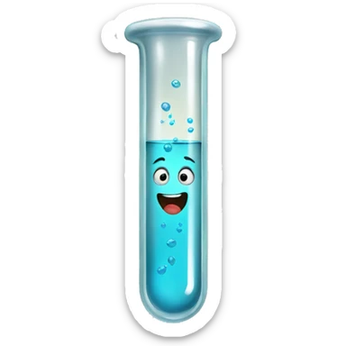 A test tube with a rampant expression sticker
