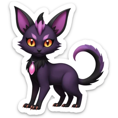 Dark gloomy gothic Black edgy cute Noivern-Noibat-Purloin-Torracat-Lykoi-Caracal-cat-Fakemon-fusion-hybrid-creature with an imp tail  sticker