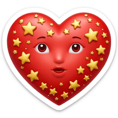 Red kissing heart surrounded by stars sticker