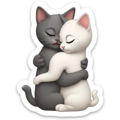 Two little kitty hug each other  sticker