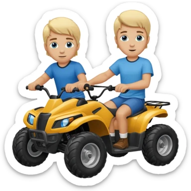 Can you make 2 blonde boys kids riding four wheelers sticker