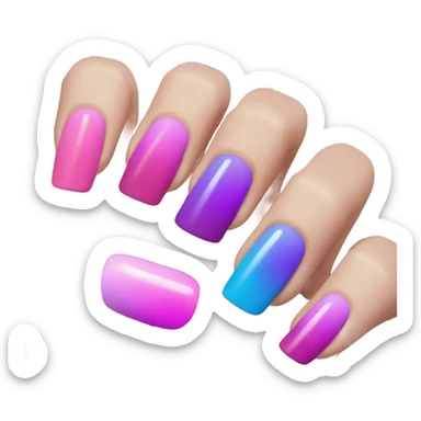 Nails with pink, purple and blue I. That order sticker