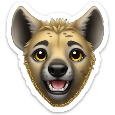 hyena wearing a hoodie and gold chain sticker