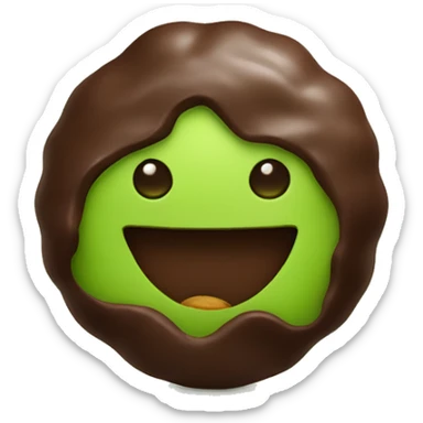 chocolate with green pistachio filling inside sticker