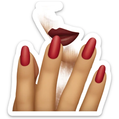 Long red  nails on medium skin ton sticker
