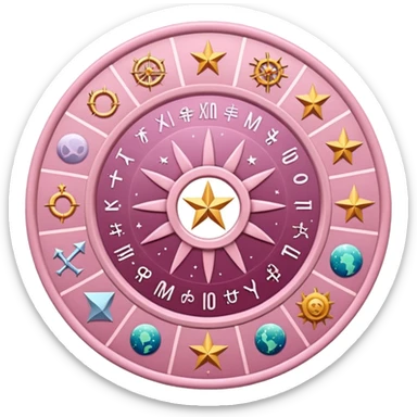 Light pink wheel Zodiac signs sticker