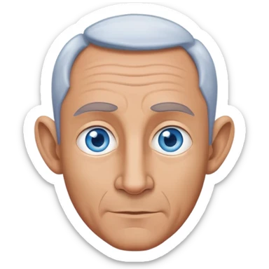 A middle aged man with big ears and blue eyes with tan skin sticker