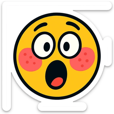 emoji rougissant et surpris, style cartoon sticker