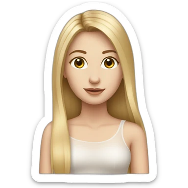 caucasian girl, long straight blonde hair, sheer top sticker