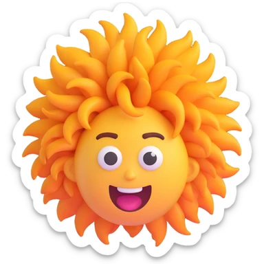 crazy hair 3d emoji style sticker