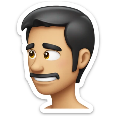 Blushing man with black hair scratching his head sticker