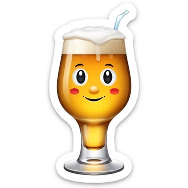 Delirium beer on tap served in signature glass with foam dollop on top sticker