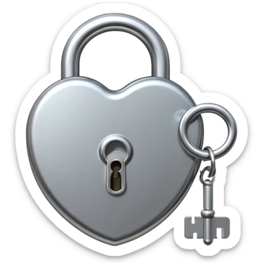 A chrome silver lock and key emoji, smooth metallic surfaces, glossy reflections, luxury swag vibe, minimal iOS emoji style, centered on clean white background sticker