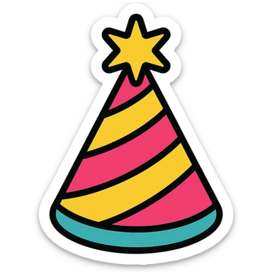 party hat color icon style sticker