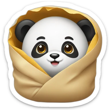 a panda wrapped up in a burrito sticker